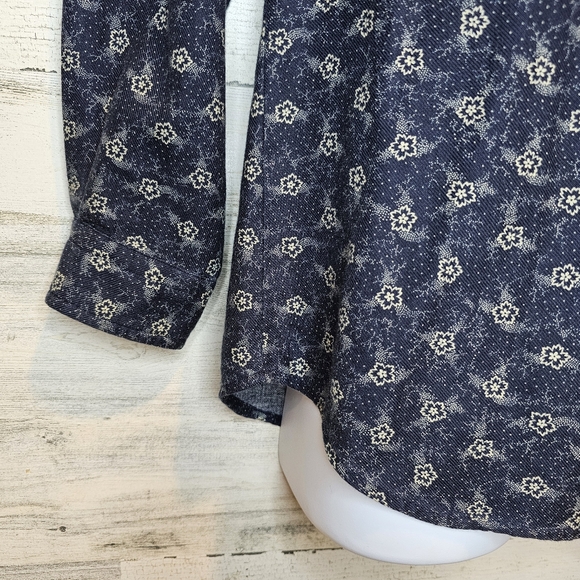 Vintage John Rich & Bros Woolrich Shirt Men's Small Floral Print Button Up Blue - Picture 5 of 16
